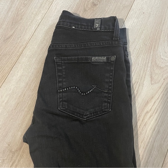 7 For All Mankind Black High Rise Jeans Size 25 Made In Italy - Picture 2 of 13